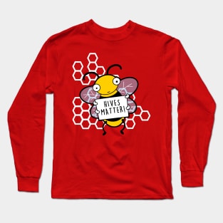 Funny Cute Honey Bee Protest Funny BLM Parody Meme Cartoon Long Sleeve T-Shirt